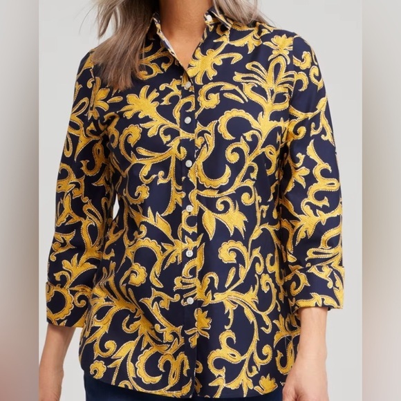 Chicos 3/4 Sleeve Filigree Design Blouse - Picture 1 of 10